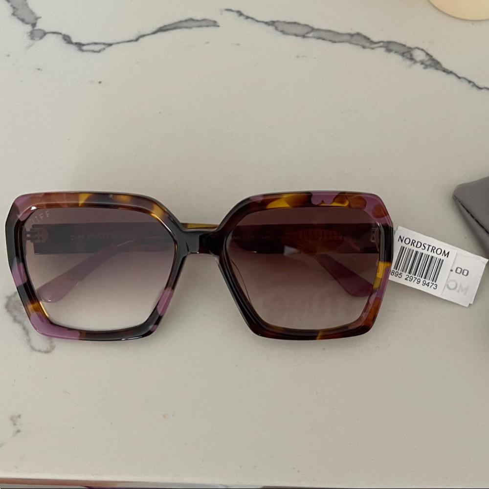 DIFF Tortoiseshell and Purple Sunglasses - image 1